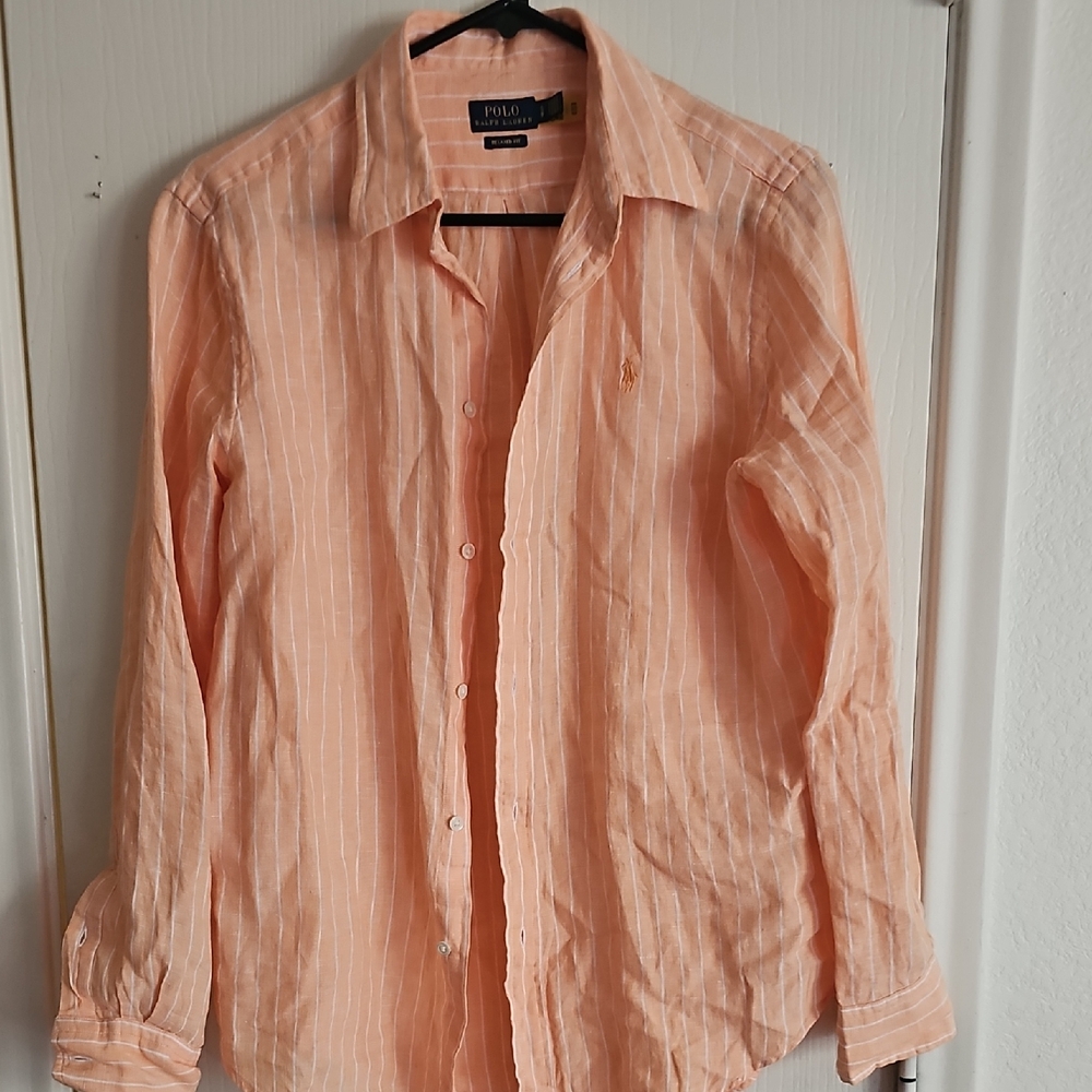 Polo by Ralph Lauren Men's Peach Button Down Shirt